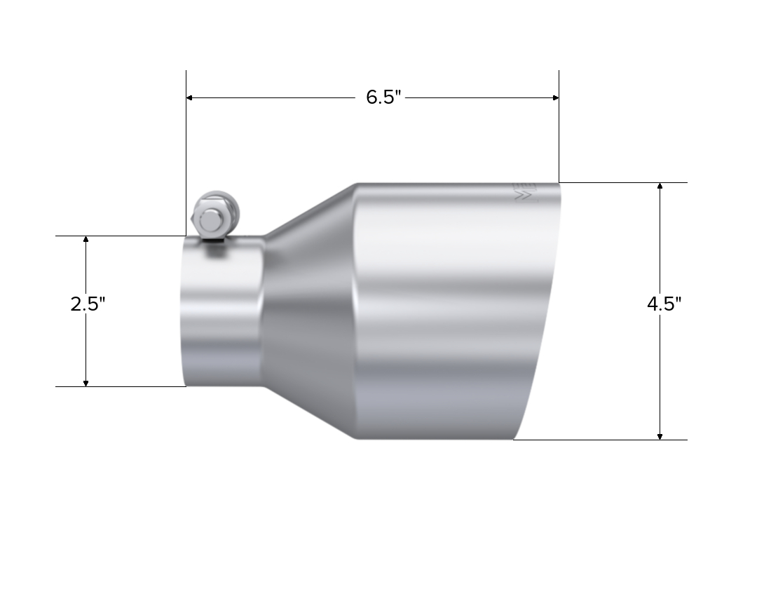 MBRP Exhaust T5191 Tip. 4.5in. OD Out. 2.5in. ID. 6.5in Length. Single Wall. T304